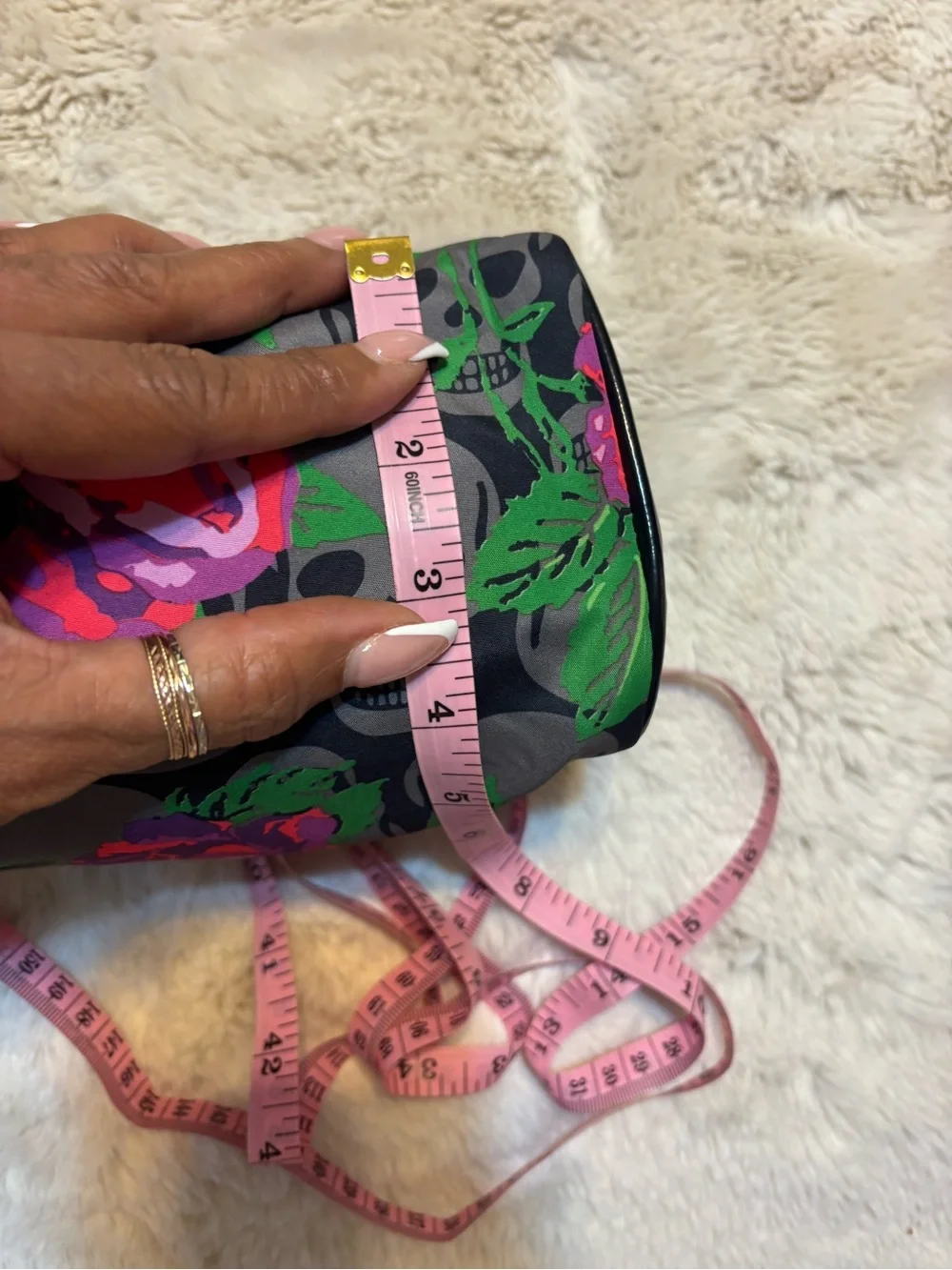 Betsey Johnson Skull Rose Floral Cosmetic Makeup Bag Goth Punk Y2K
